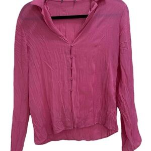 Women's Pink Button-Up Blouse